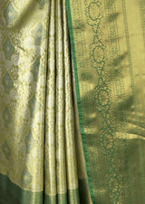 MIMOSA Olive Kanjivaram Art Silk Saree — fleets shot full lifestyle