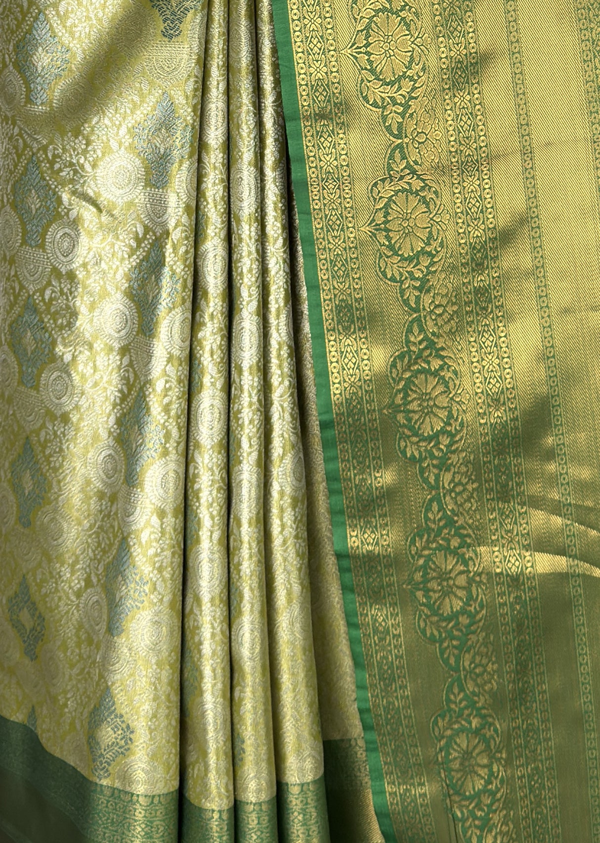 MIMOSA Olive Kanjivaram Art Silk Saree — fleets shot full lifestyle