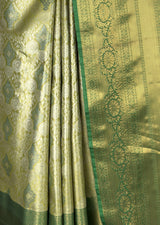 MIMOSA Olive Kanjivaram Art Silk Saree — fleets shot full lifestyle