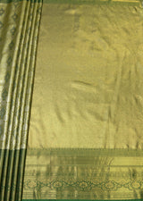 MIMOSA Olive Kanjivaram Art Silk Saree — pallu and zari work detail