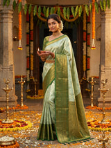 MIMOSA Pista Kanjivaram Art Silk Saree — Full View on Model