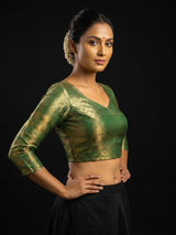 MIMOSA Pista Kanjivaram Art Silk Saree — blouse close-up