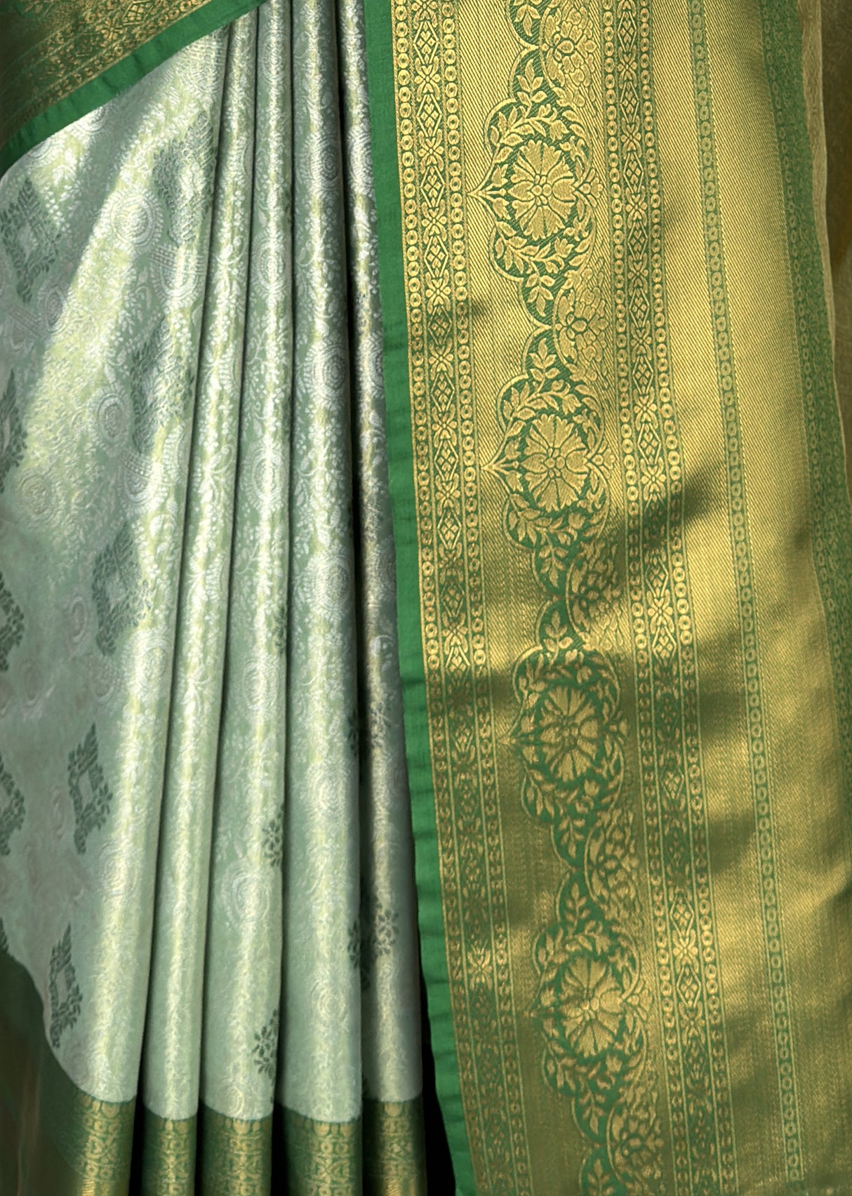 MIMOSA Pista Kanjivaram Art Silk Saree — fleets shot full lifestyle