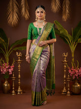 MIMOSA Violet Kanjivaram Art Silk Saree — Draped Mannequin View
