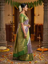 MIMOSA Violet Kanjivaram Art Silk Saree — Blouse Fabric Detail