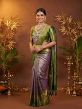 MIMOSA Violet Kanjivaram Art Silk Saree — pose 8 styling detail