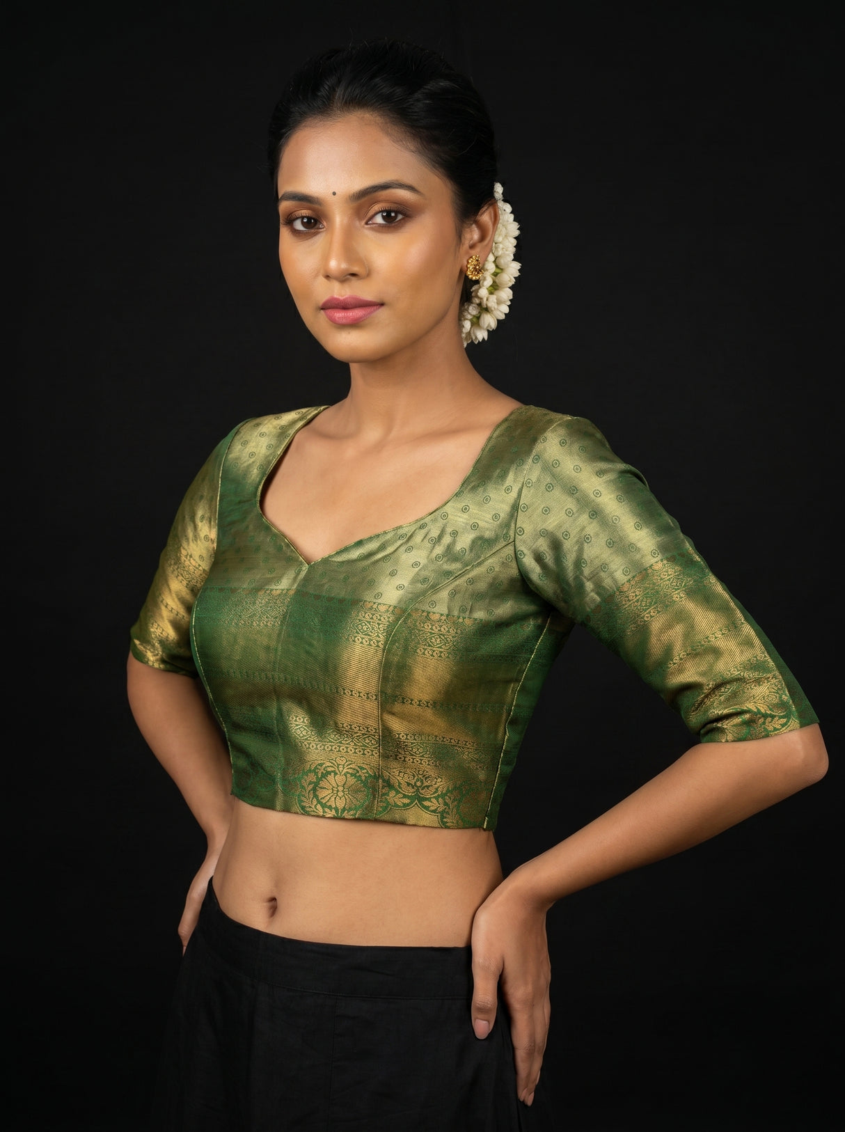 MIMOSA Violet Kanjivaram Art Silk Saree — blouse close-up