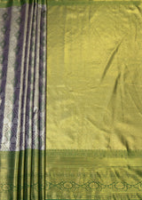 MIMOSA Violet Kanjivaram Art Silk Saree — pallu and zari work detail
