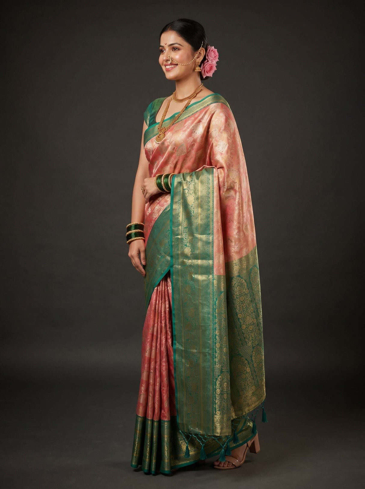 MIMOSA Gajari Kanjivaram Art Silk Saree — Pallu and Border Detail