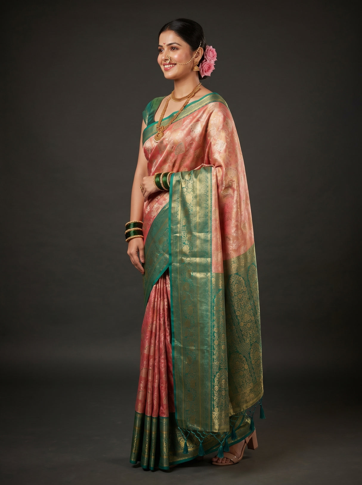 MIMOSA Gajari Kanjivaram Art Silk Saree — Pallu and Border Detail