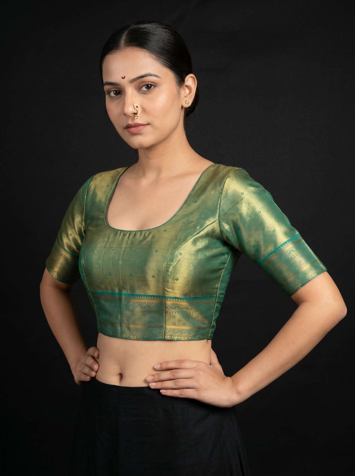 MIMOSA Gajari Kanjivaram Art Silk Saree — blouse close-up