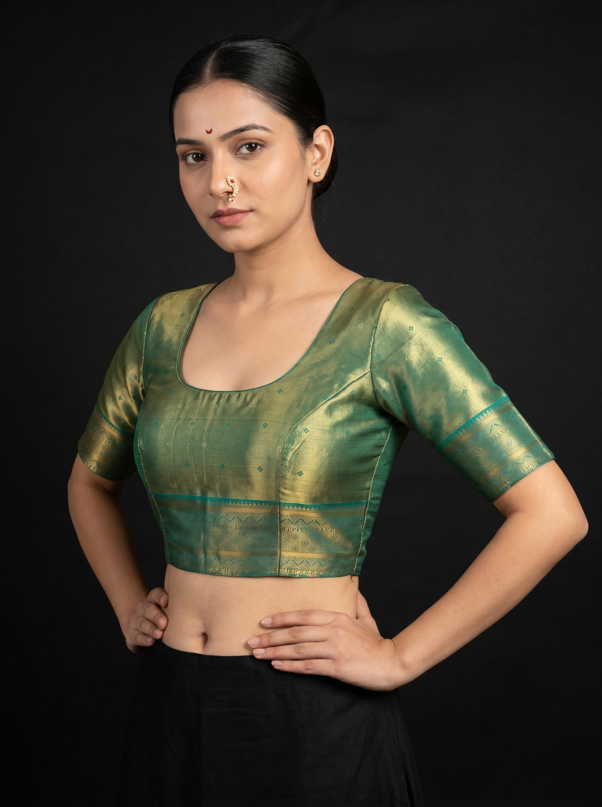 MIMOSA Gajari Kanjivaram Art Silk Saree — blouse close-up
