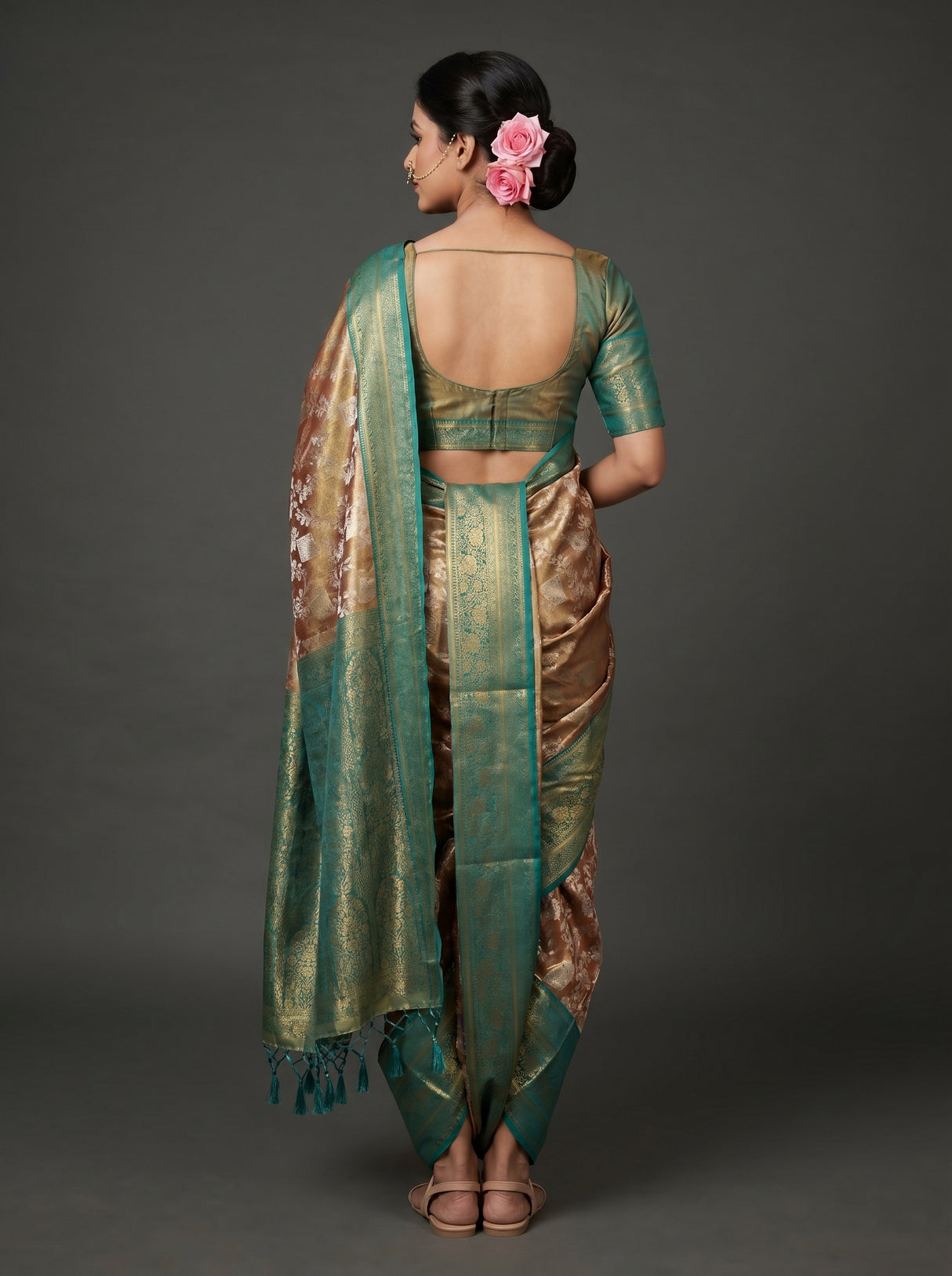 MIMOSA Maroon Kanjivaram Art Silk Saree — Blouse Fabric Detail