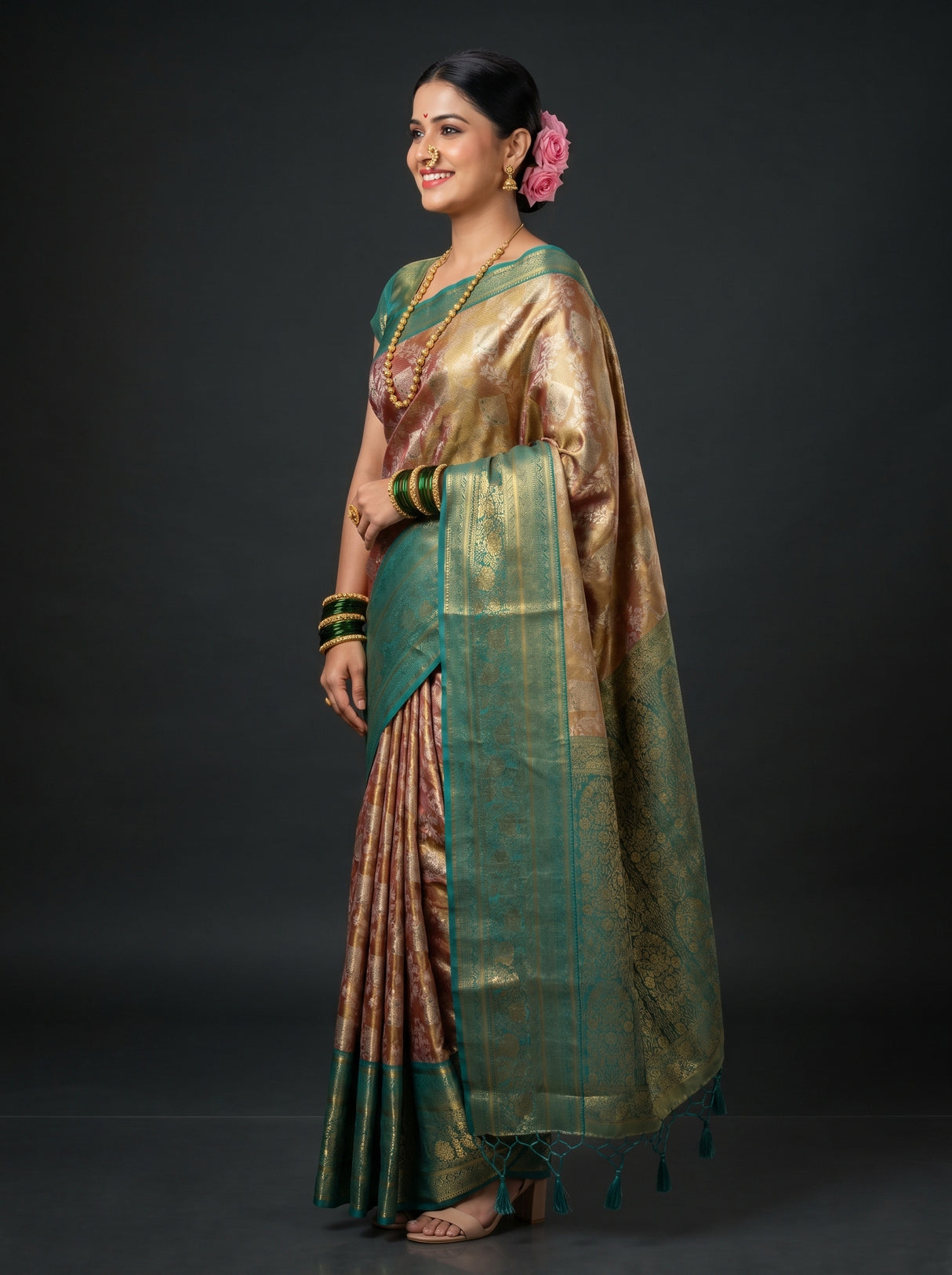 MIMOSA Maroon Kanjivaram Art Silk Saree — Pallu and Border Detail