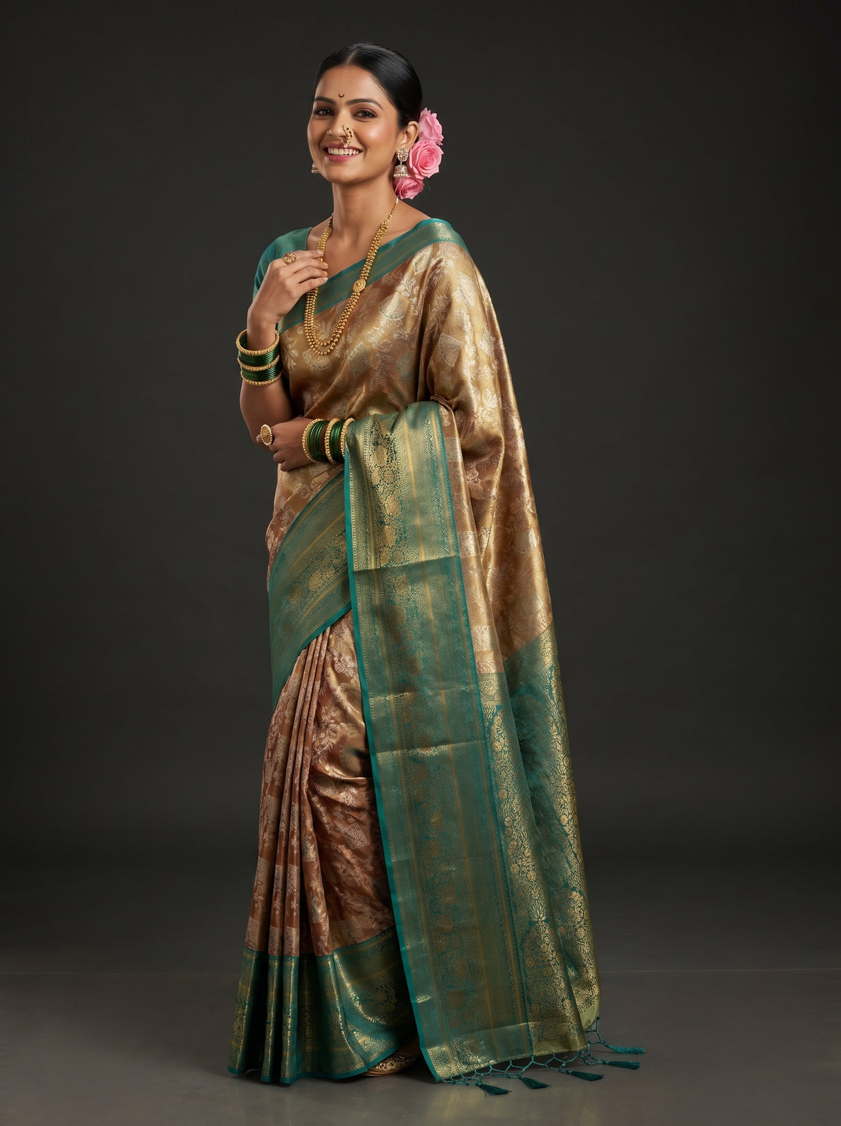 MIMOSA Maroon Kanjivaram Art Silk Saree — Model Lifestyle Pose