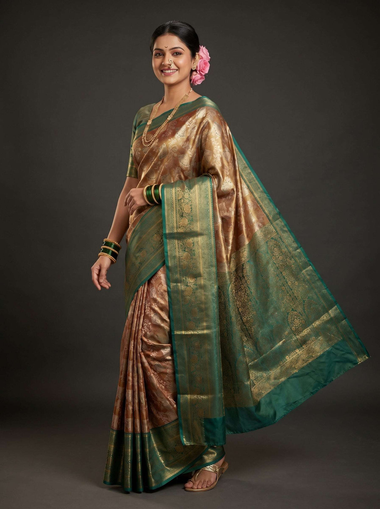 MIMOSA Maroon Kanjivaram Art Silk Saree — pose 5 styling detail