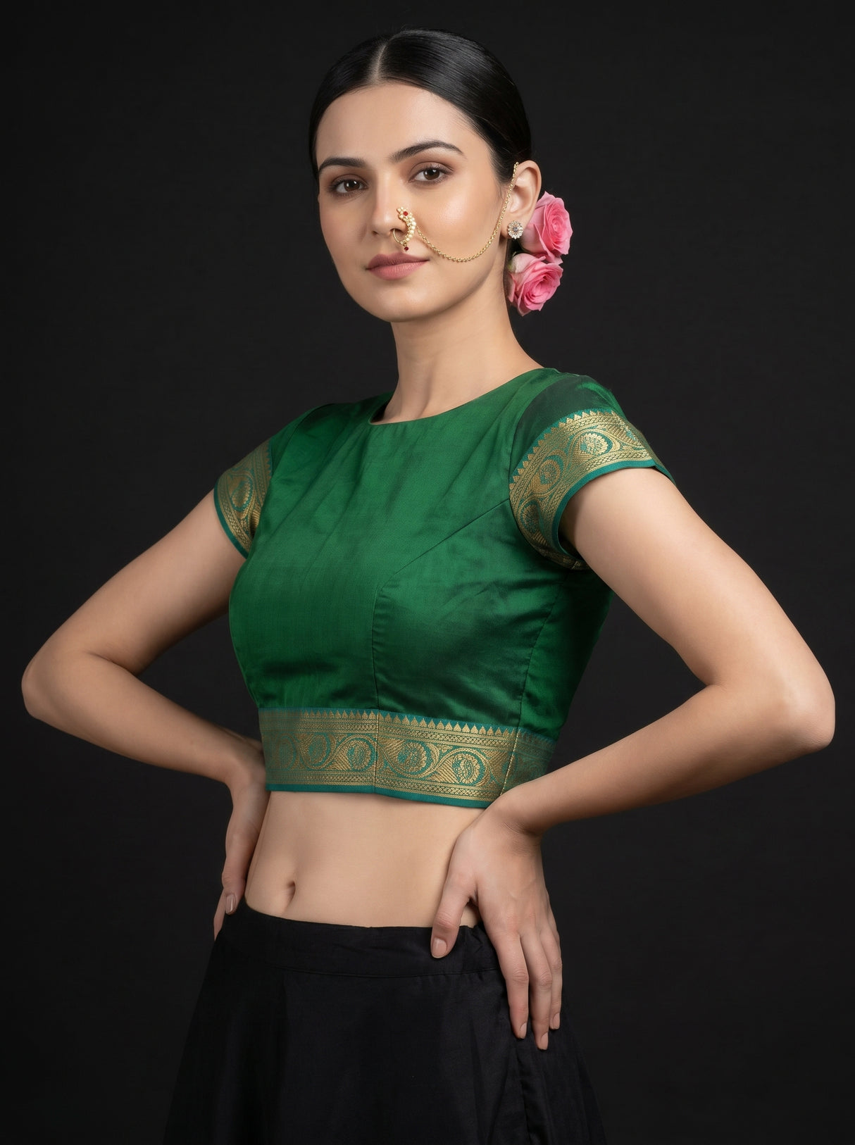 MIMOSA Maroon Kanjivaram Art Silk Saree — blouse close-up