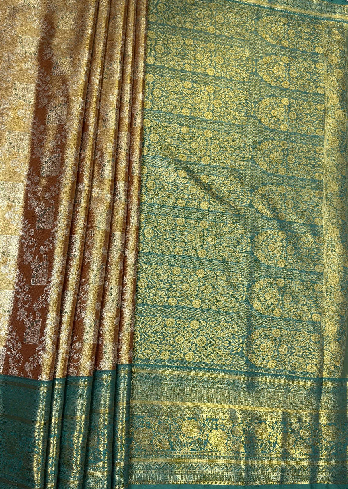 MIMOSA Maroon Kanjivaram Art Silk Saree — pallu and zari work detail