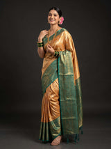 MIMOSA Orange Kanjivaram Art Silk Saree — Pallu and Border Detail
