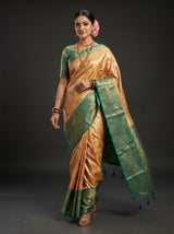 MIMOSA Orange Kanjivaram Art Silk Saree — Model Lifestyle Pose