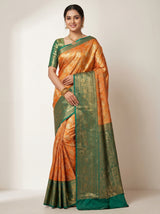 MIMOSA Orange Kanjivaram Art Silk Saree — pose 8 styling detail