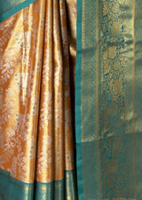 MIMOSA Orange Kanjivaram Art Silk Saree — fleets shot full lifestyle