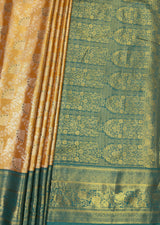 MIMOSA Orange Kanjivaram Art Silk Saree — pallu and zari work detail