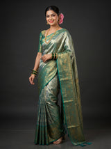 MIMOSA Saffire Kanjivaram Art Silk Saree — Model Lifestyle Pose
