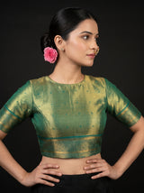 MIMOSA Saffire Kanjivaram Art Silk Saree — blouse close-up