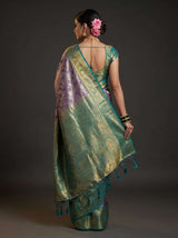MIMOSA Violet Kanjivaram Art Silk Saree — Blouse Fabric Detail