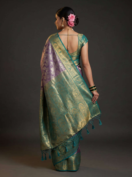 MIMOSA Violet Kanjivaram Art Silk Saree — Blouse Fabric Detail