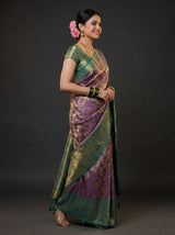 MIMOSA Violet Kanjivaram Art Silk Saree — Pallu and Border Detail
