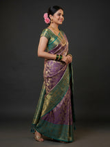 MIMOSA Violet Kanjivaram Art Silk Saree — Pallu and Border Detail