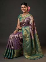 MIMOSA Violet Kanjivaram Art Silk Saree — pose 8 styling detail