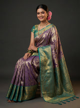 MIMOSA Violet Kanjivaram Art Silk Saree — pose 8 styling detail