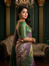 MIMOSA Violet Kanjivaram Art Silk Saree — pose 9 styling detail