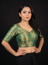 MIMOSA Violet Kanjivaram Art Silk Saree — blouse close-up