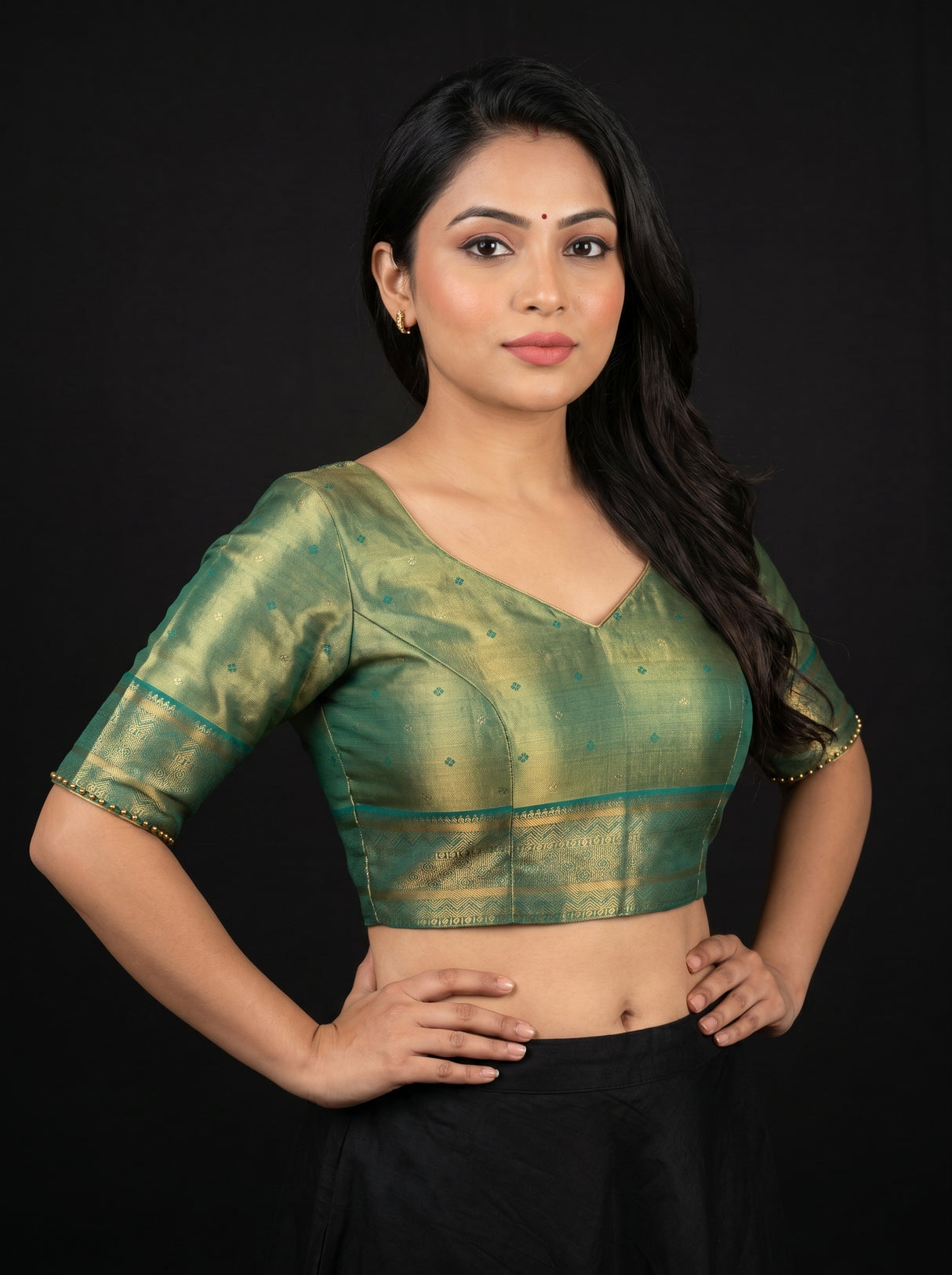 MIMOSA Violet Kanjivaram Art Silk Saree — blouse close-up