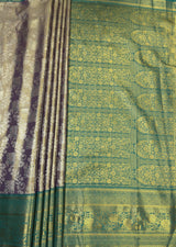 MIMOSA Violet Kanjivaram Art Silk Saree — pallu and zari work detail