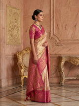 MIMOSA Gajari Kanjivaram Art Silk Saree — Full View on Model