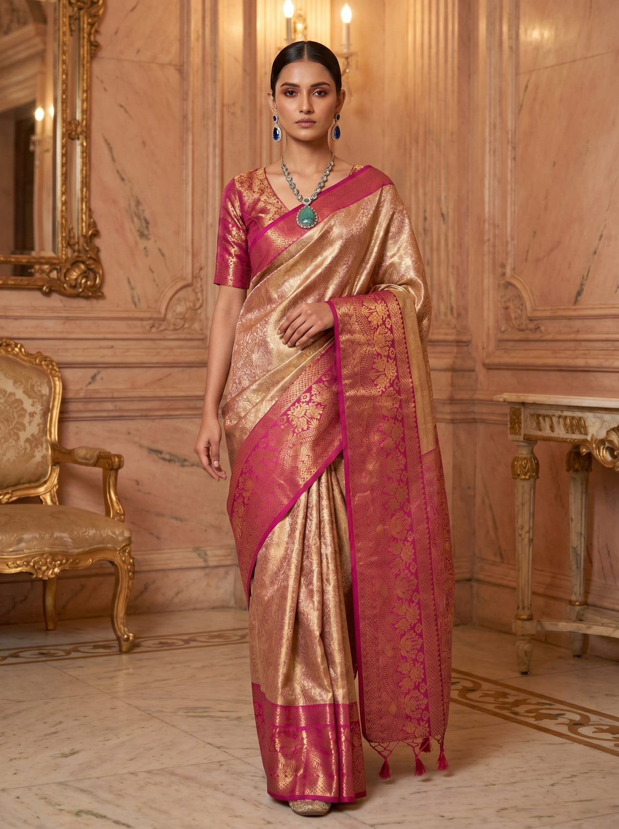 MIMOSA Gajari Kanjivaram Art Silk Saree — pose 7 styling detail