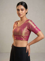 MIMOSA Gajari Kanjivaram Art Silk Saree — blouse close-up
