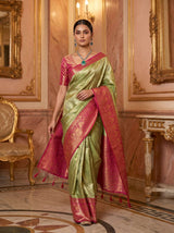 MIMOSA Olive Kanjivaram Art Silk Saree — pose 7 styling detail