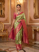 MIMOSA Olive Kanjivaram Art Silk Saree — pose 7 styling detail