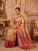 MIMOSA Orange Kanjivaram Art Silk Saree — pose 8 styling detail
