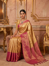 MIMOSA Orange Kanjivaram Art Silk Saree — pose 8 styling detail