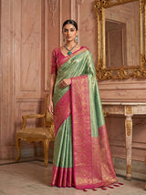 MIMOSA Rama Kanjivaram Art Silk Saree — Mannequin Draped View