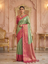 MIMOSA Rama Kanjivaram Art Silk Saree — pose 5 styling detail