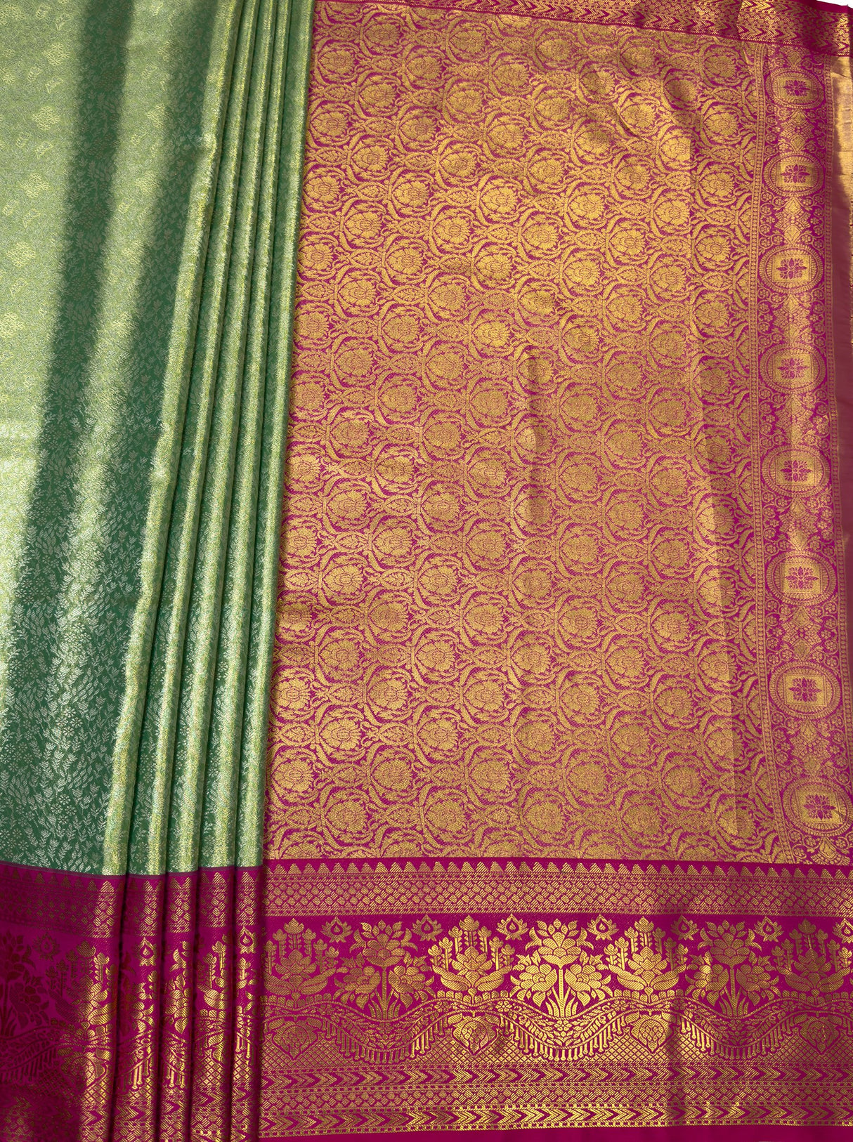 MIMOSA Rama Kanjivaram Art Silk Saree — pallu and zari work detail