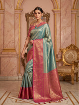 MIMOSA Saffire Kanjivaram Art Silk Saree — Mannequin Draped View